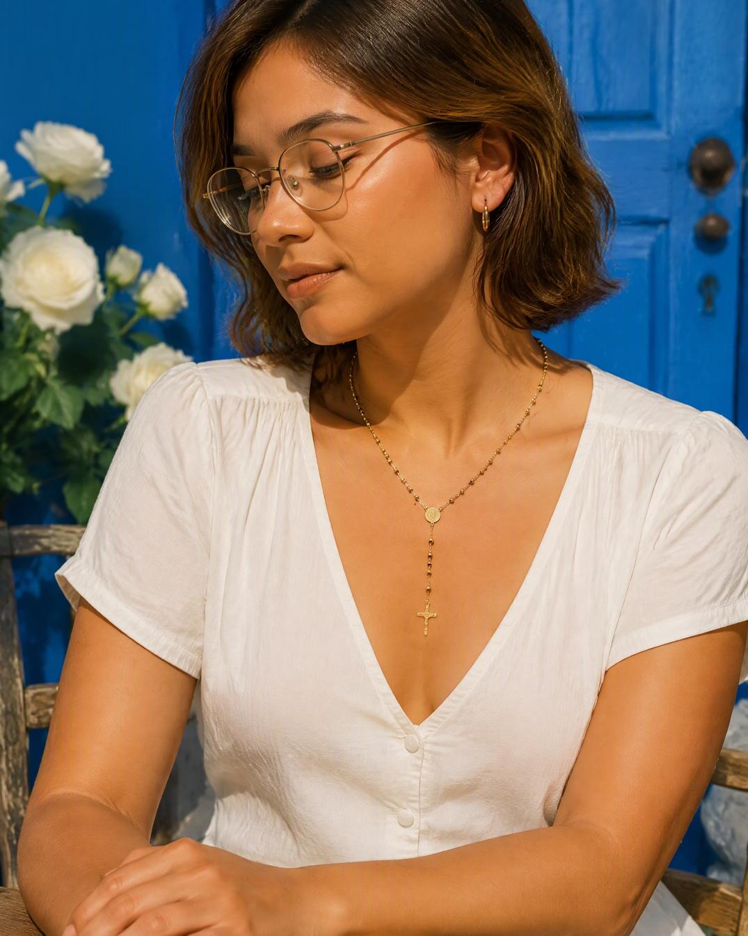 Dainty Crucifix Rosary Necklace