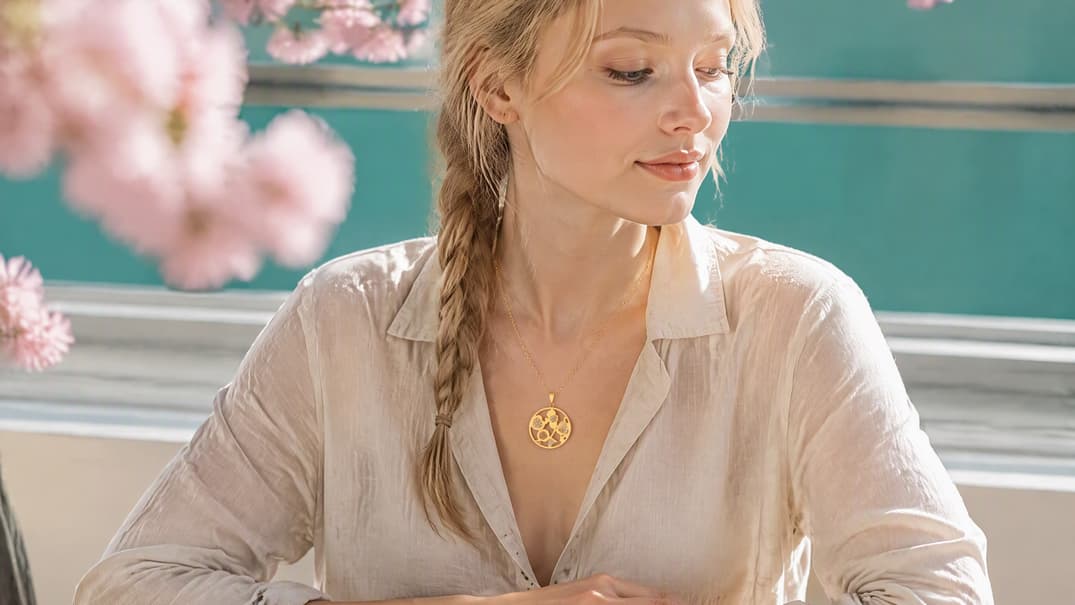 Floral Circle Pendant Necklace