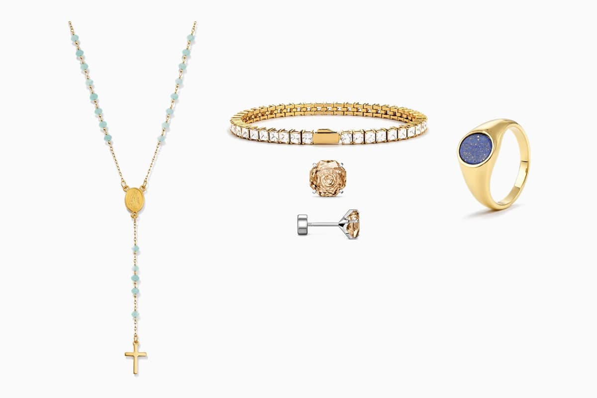 Dainty Cross Rosary Necklace