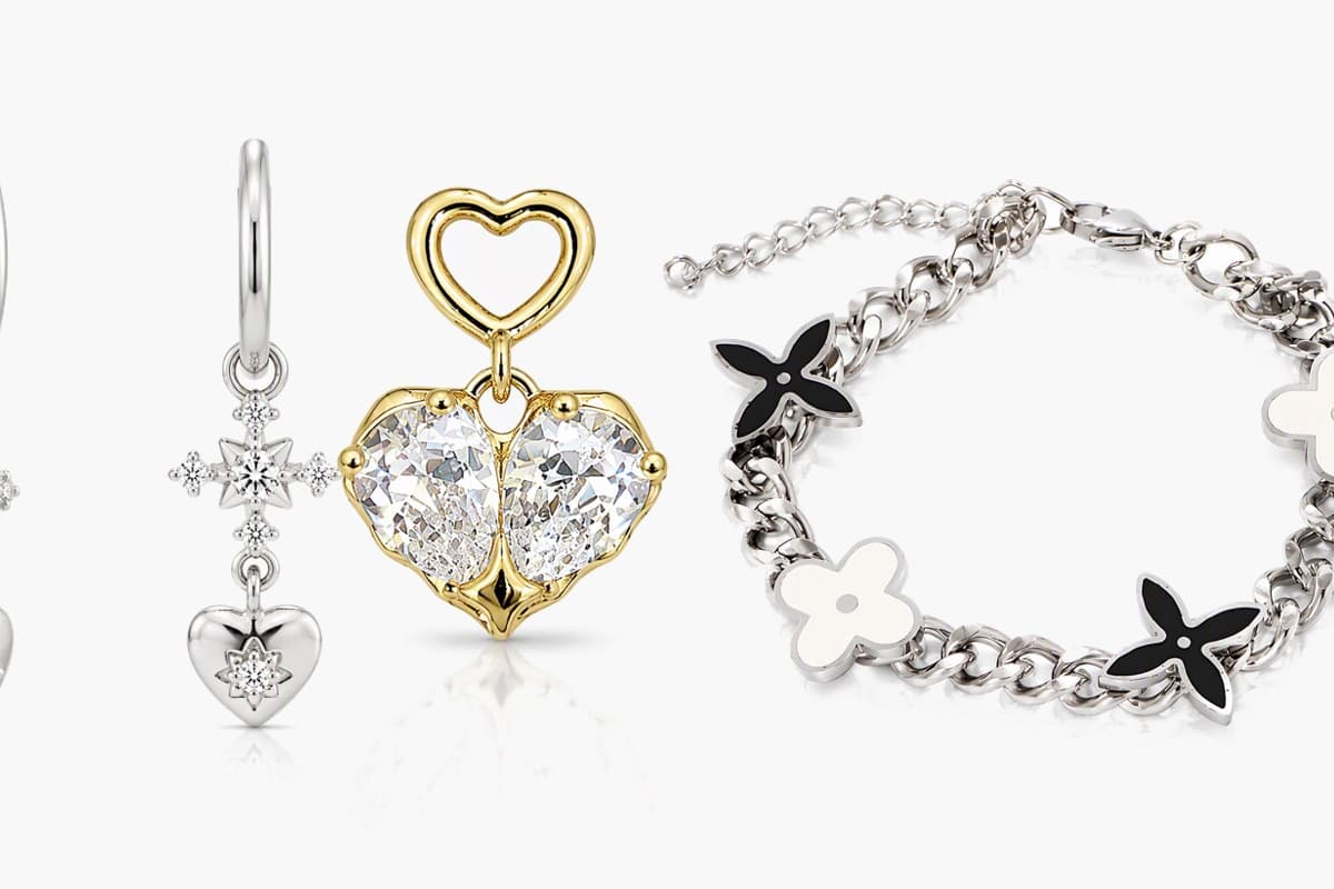 Dainty Cross Heart Charm Hoop Earrings