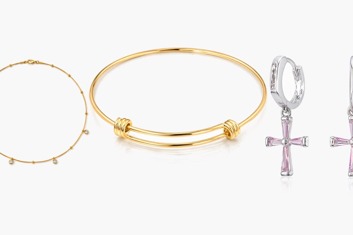 Dainty Cross Charm Hoop Earrings