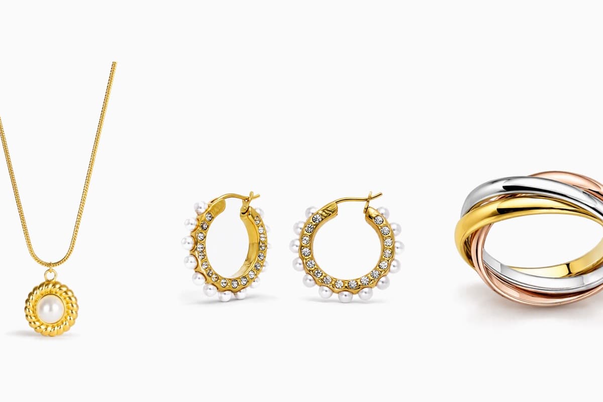 Pearl And Stone Hoop Earrings