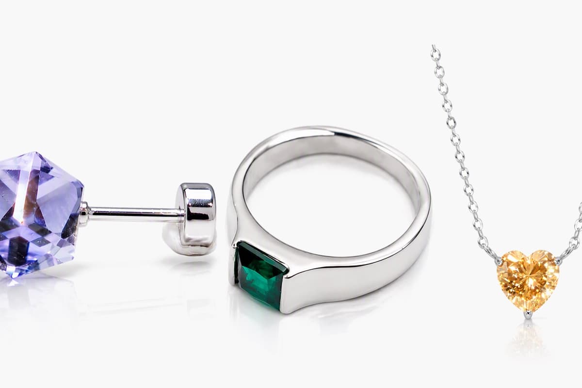 Minimalist Square Gem Stud Earrings