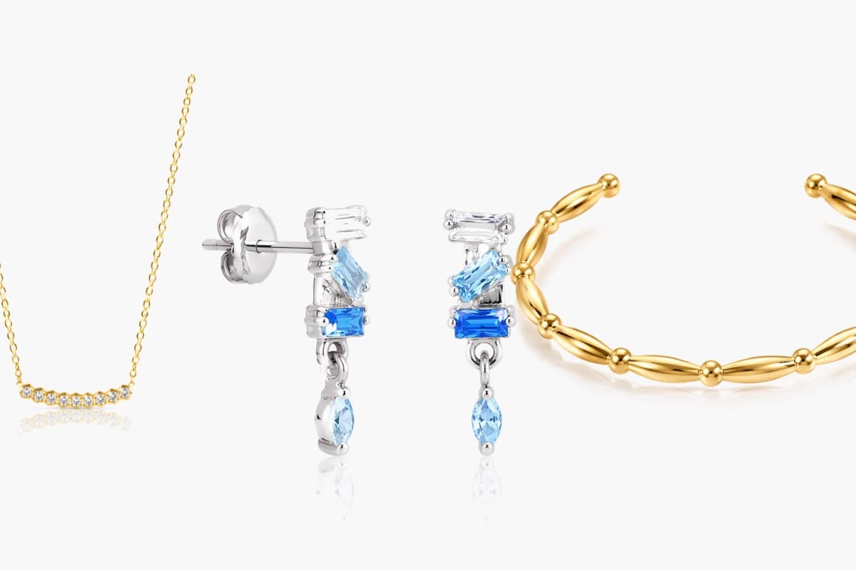 Dainty Stacked Stone Drop Earrings