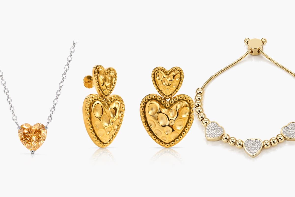 Double Heart Drop Earrings