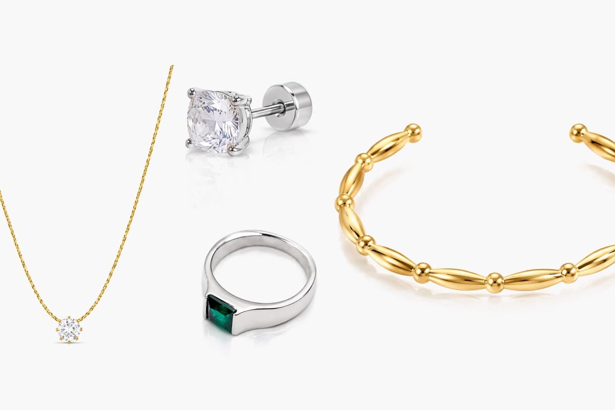 Square Stone Stud Earrings