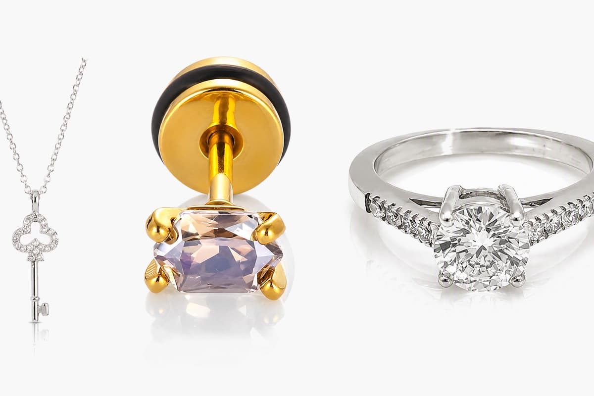 Dainty Rectangular Stone Stud Earrings
