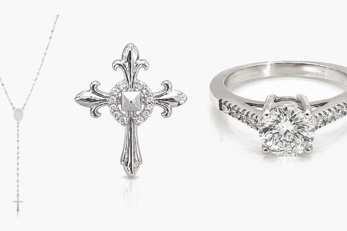 Dainty Cross Rosary Necklace