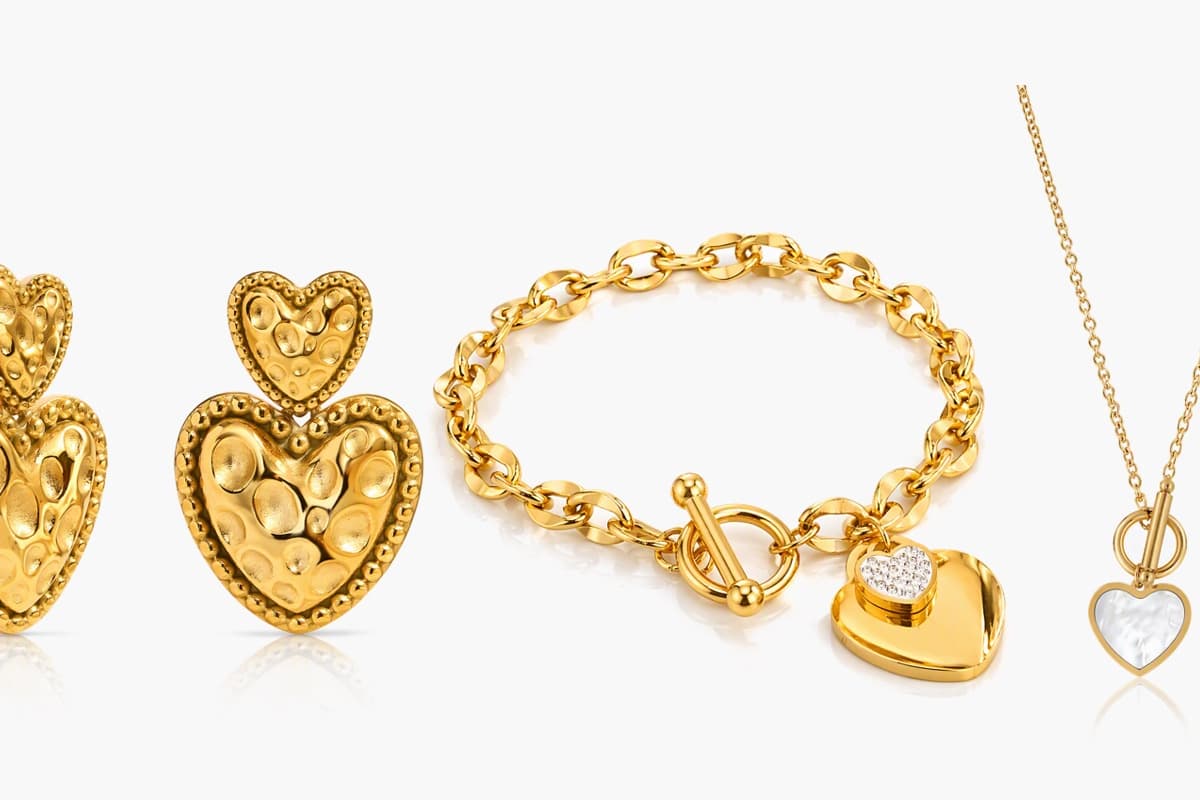 Double Heart Drop Earrings