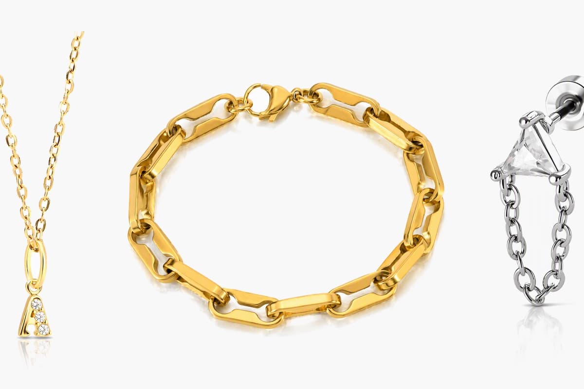 Triangle Stone Chain Drop Earrings