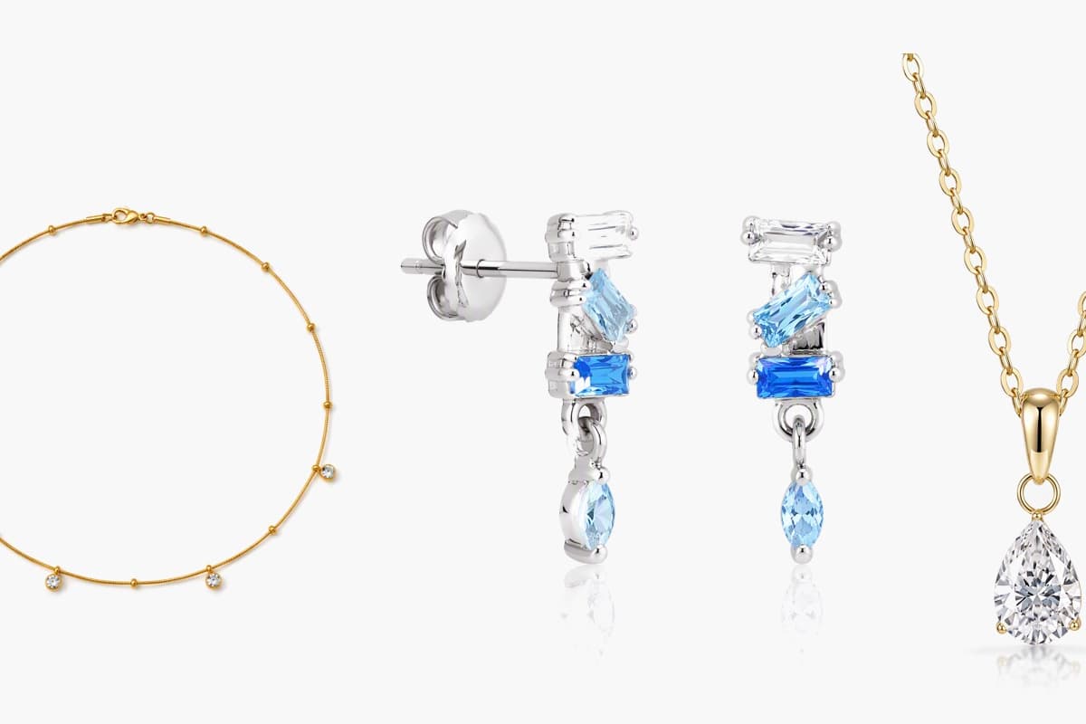 Dainty Stacked Stone Drop Earrings
