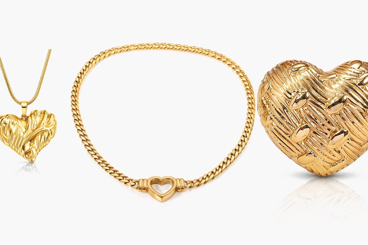 Textured Heart Pendant Necklace