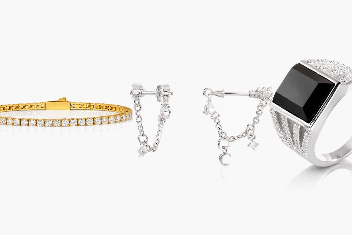 Dainty Arrow Moon Star Chain Earring