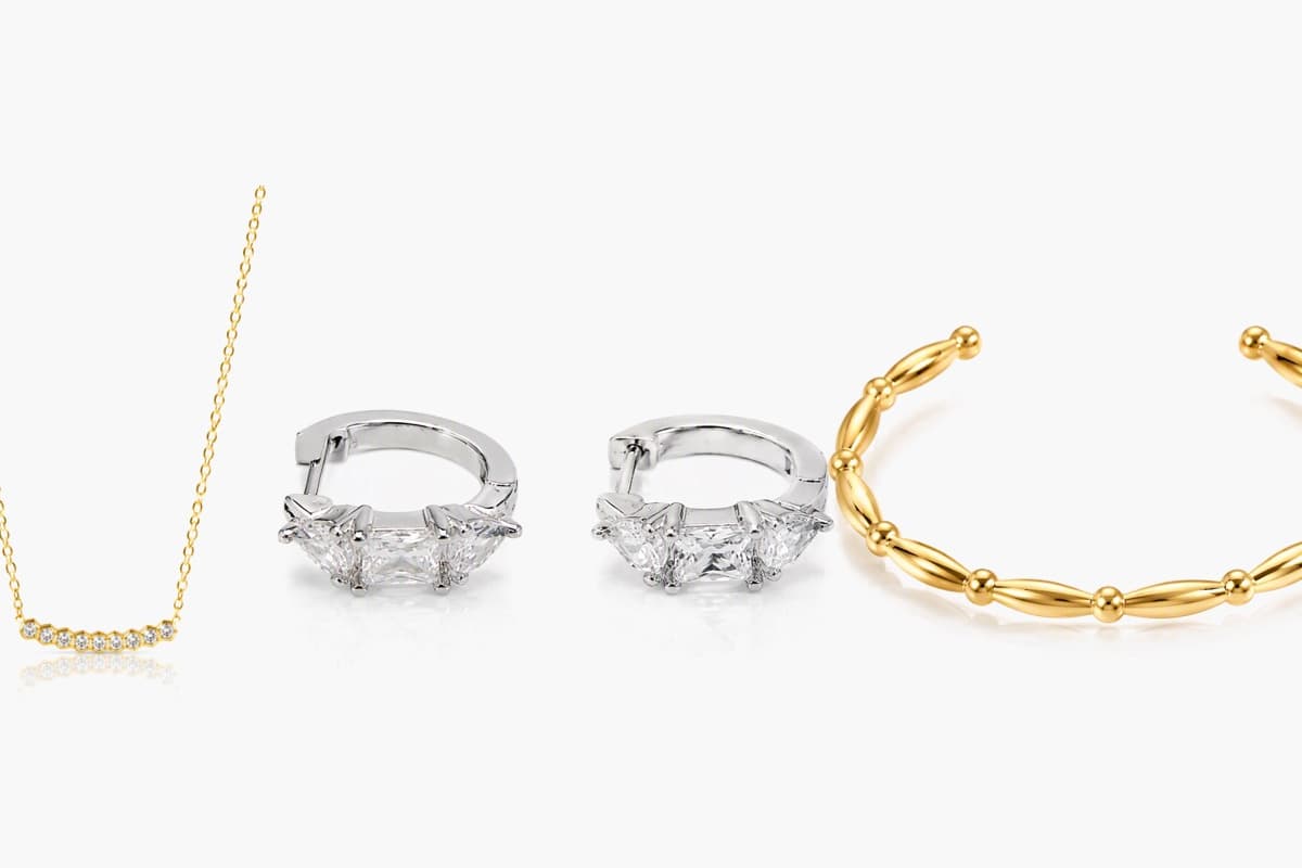 Three-Stone Huggie Earrings