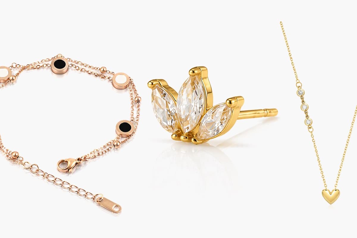 Dainty Floral & Heart Stud Earrings