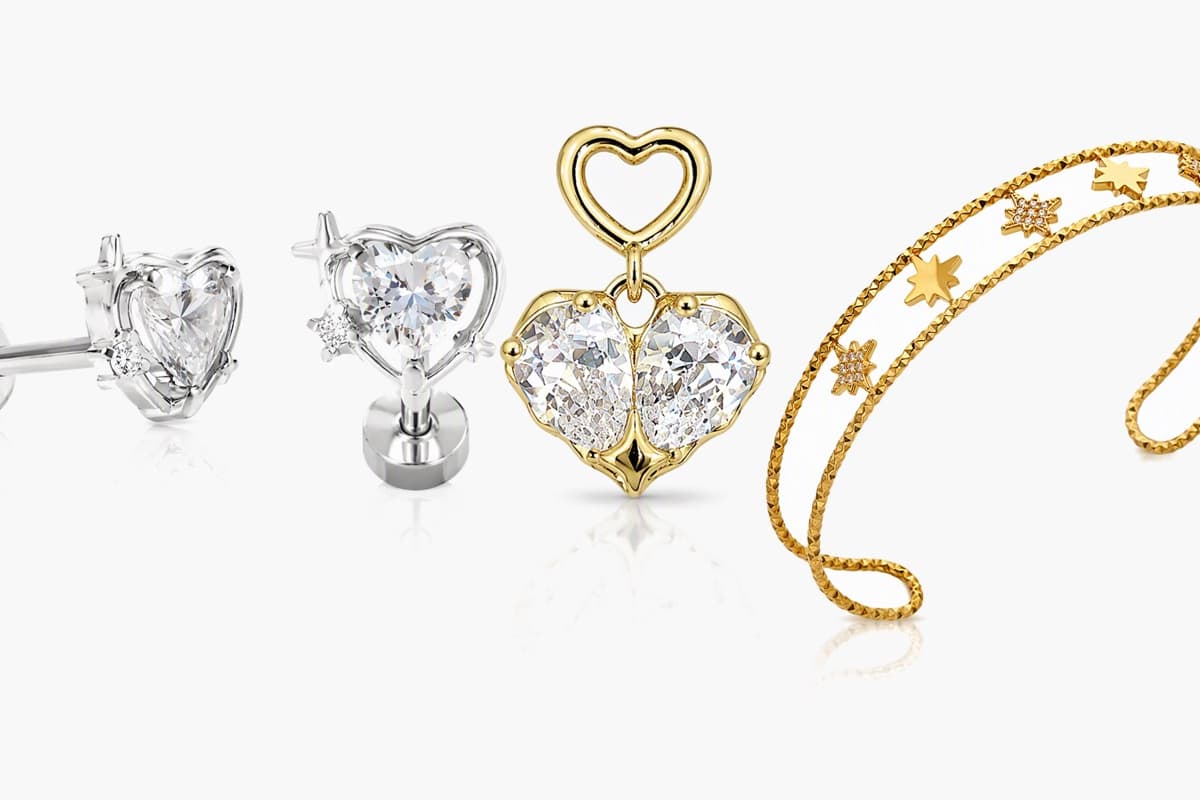 Cute Heart Dangle Stud Earrings