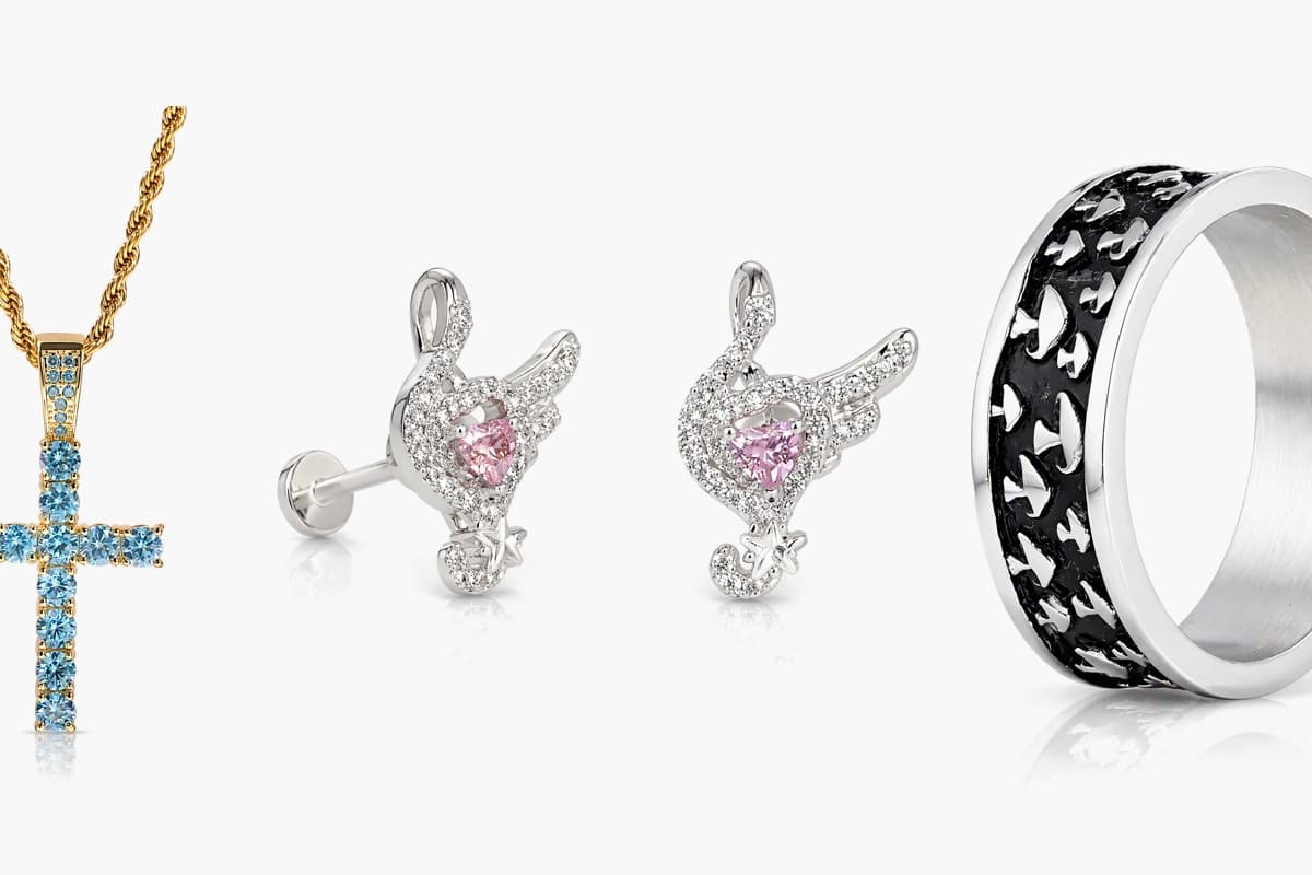 Cute Winged Heart Stud Earrings