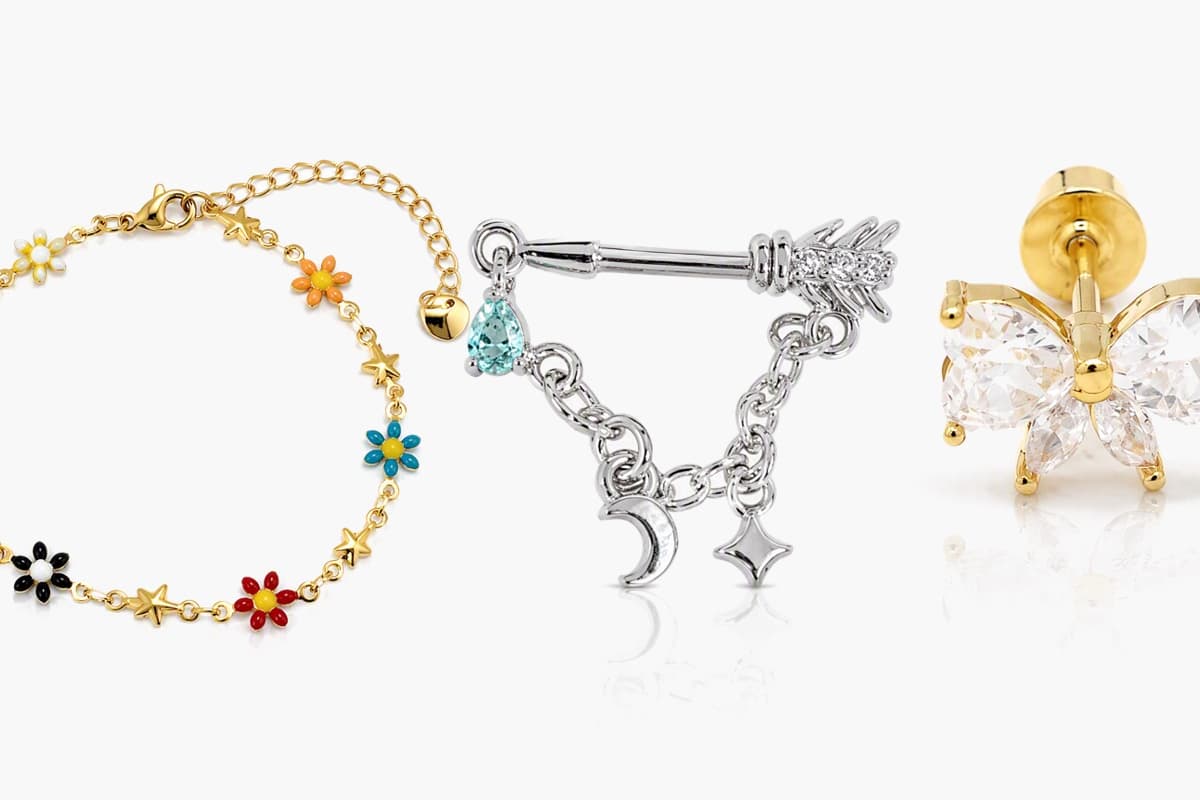 Cute Moon Star Charm Barbell