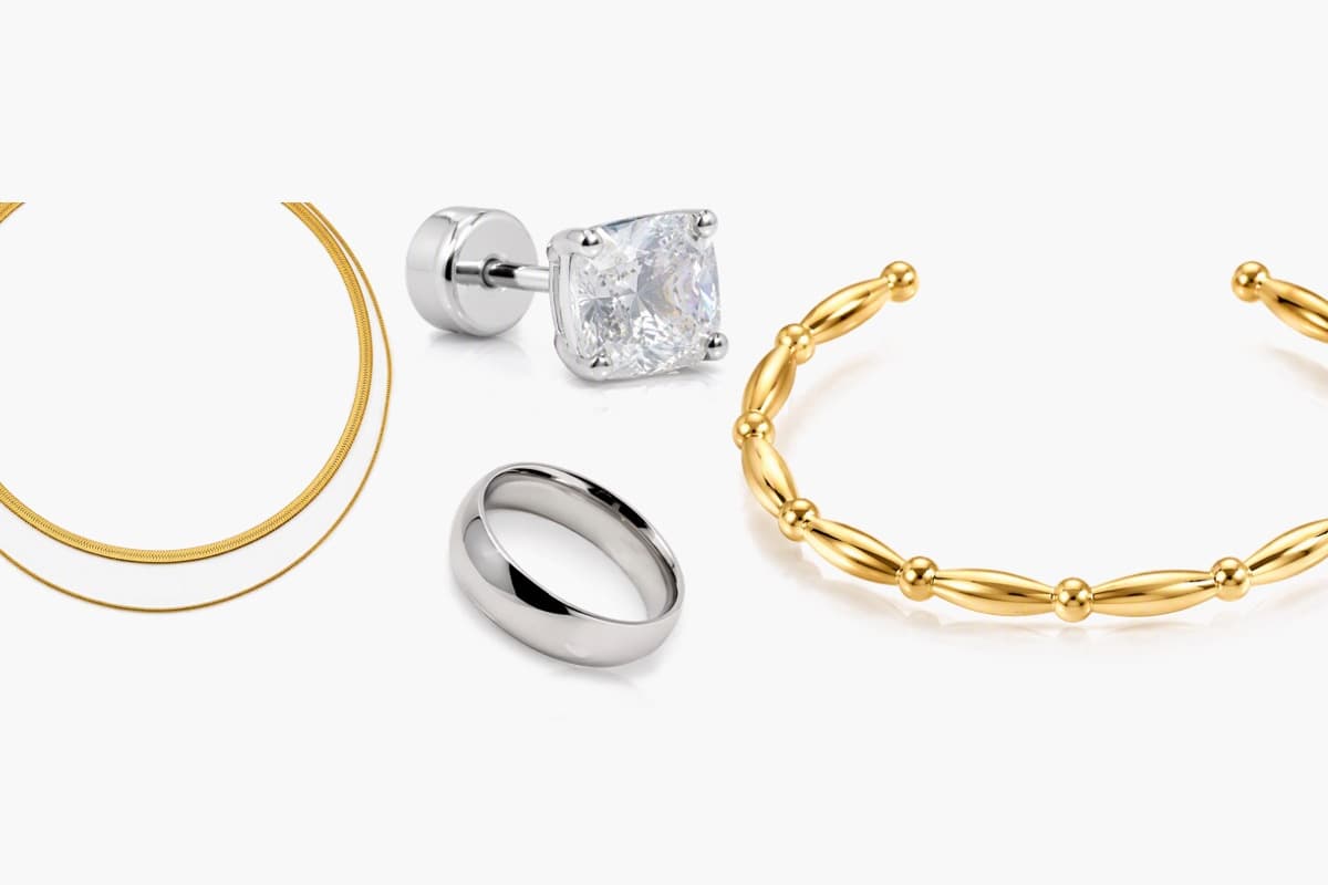 Dainty Square Stone Stud Earrings