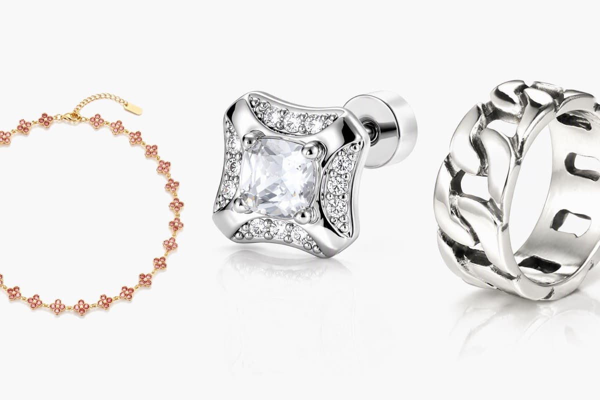 Square Gem Stud Earrings