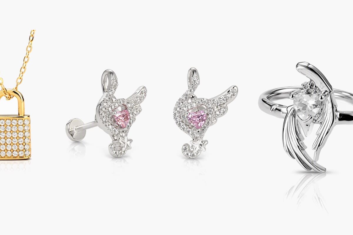 Cute Winged Heart Stud Earrings