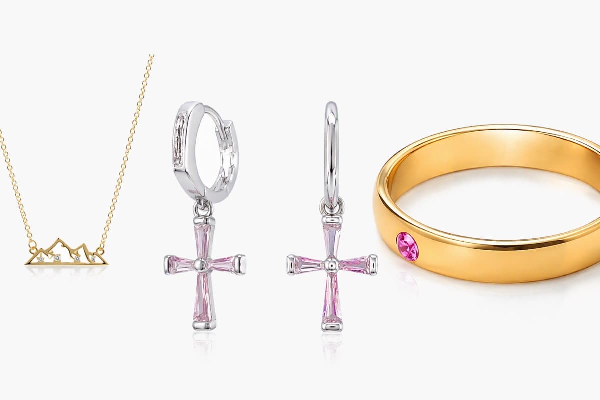 Dainty Cross Charm Hoop Earrings
