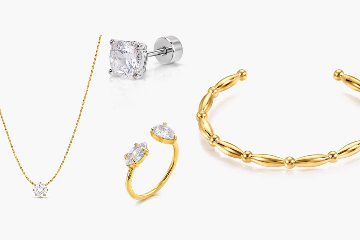 Square Stone Stud Earrings