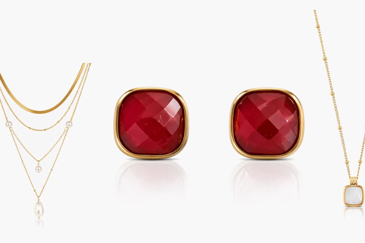 Faceted Square Stud Earrings