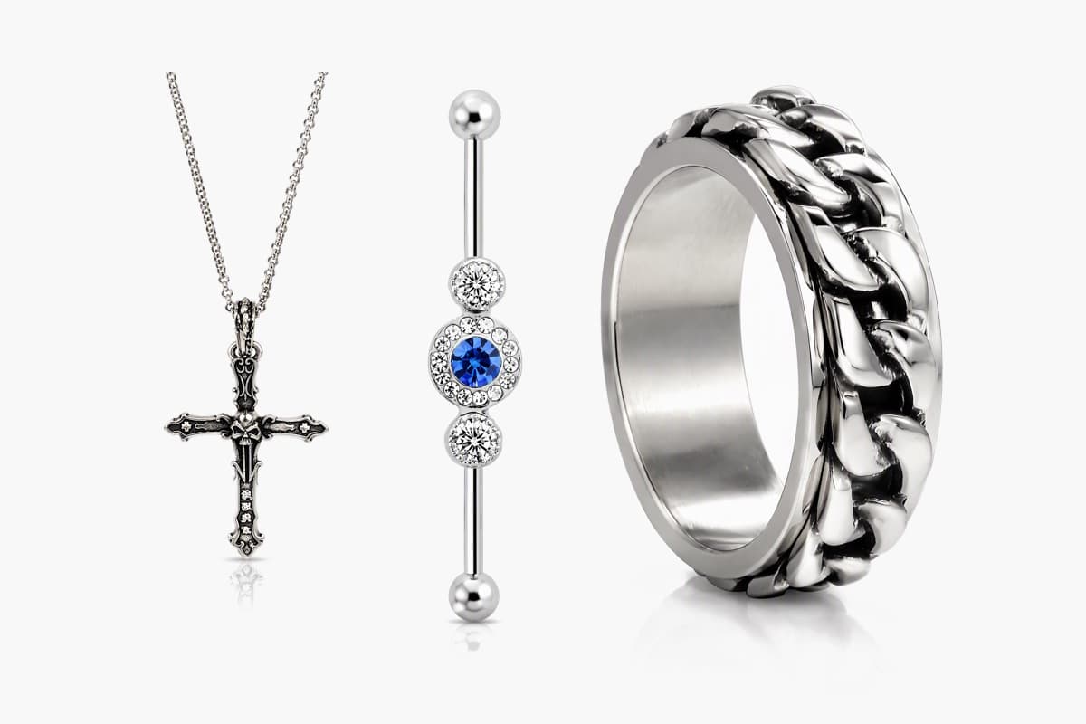 Elegant Triple Stone Industrial Barbell