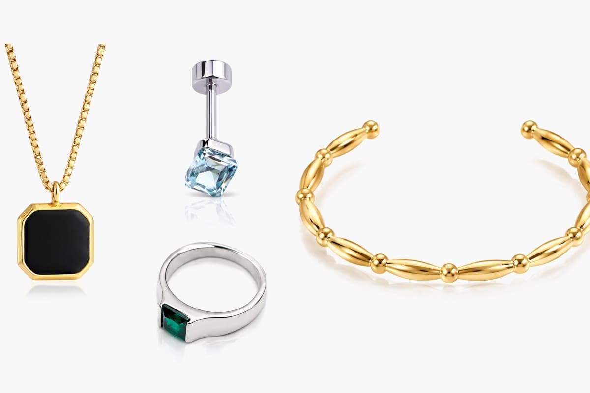 Dainty Square Gem Drop Earrings