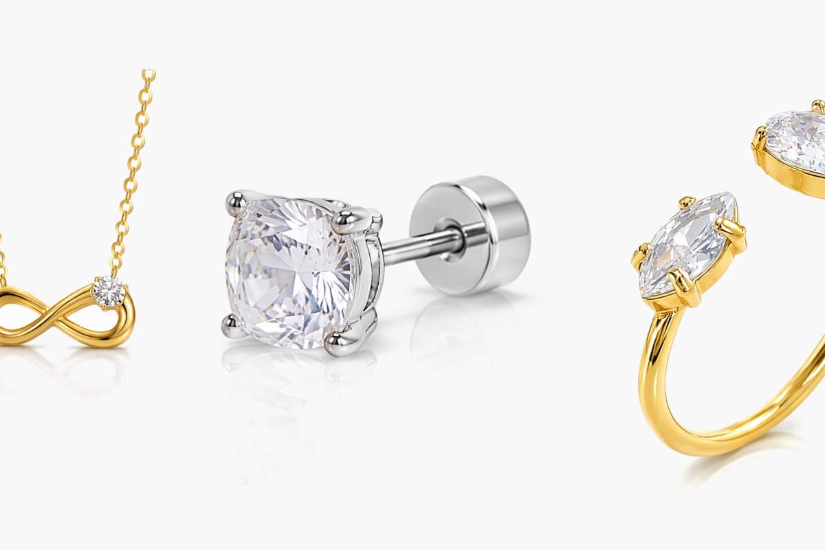 Square Stone Stud Earrings