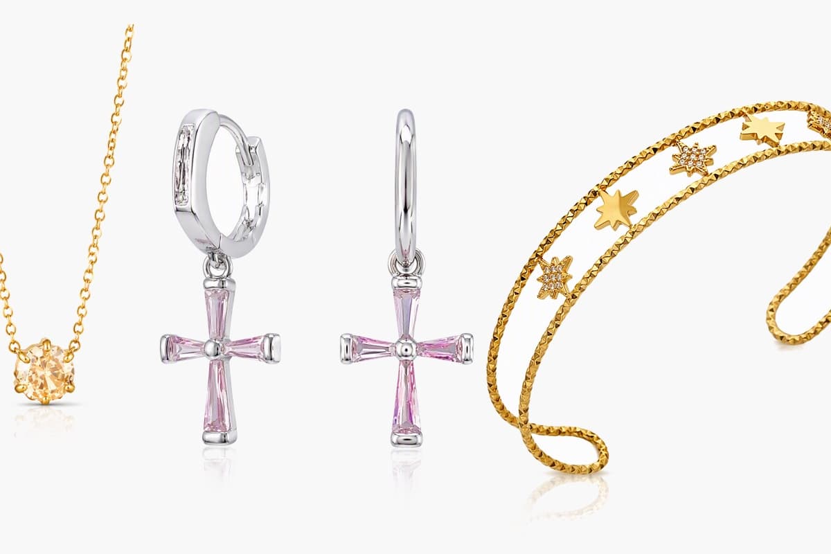 Dainty Cross Charm Hoop Earrings