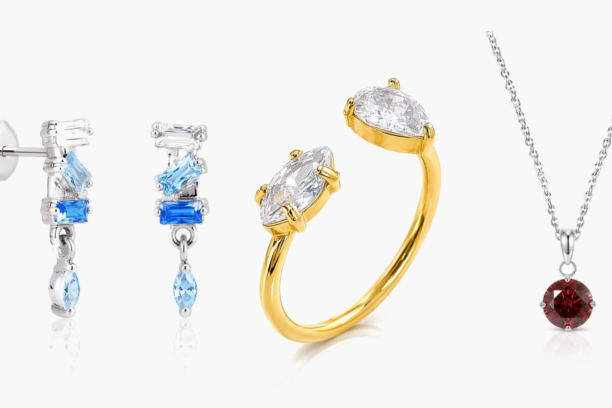Dainty Stacked Stone Drop Earrings