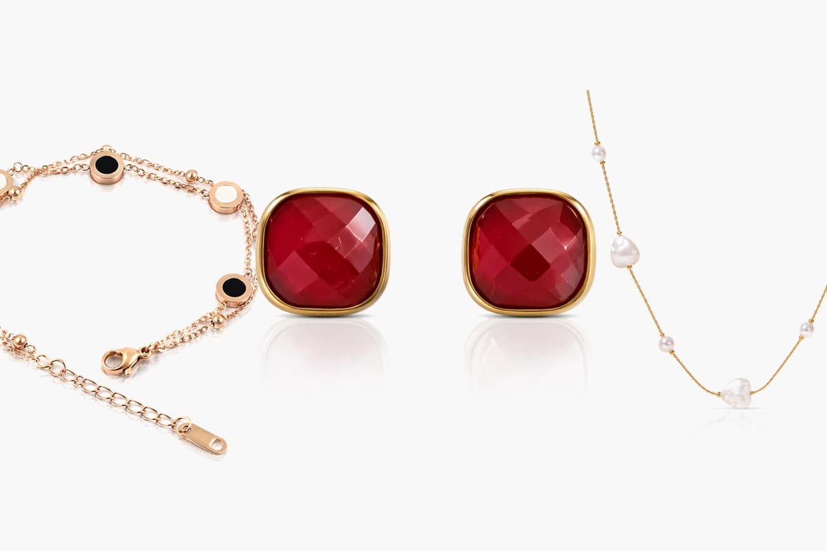 Faceted Square Stud Earrings