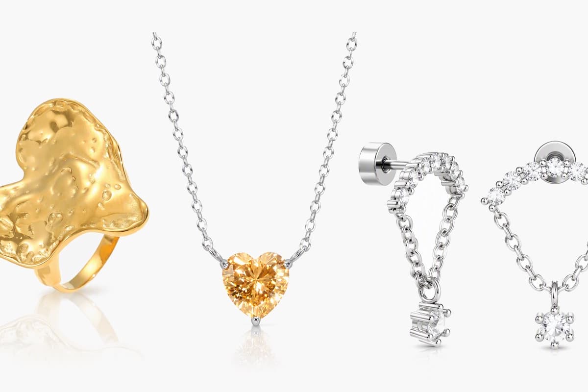 Dainty Heart Chain Drop Earrings