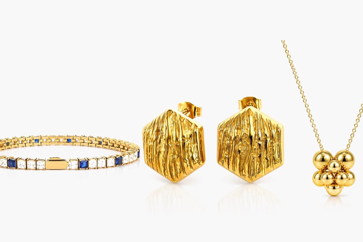 Textured Hexagon Drop Earrings