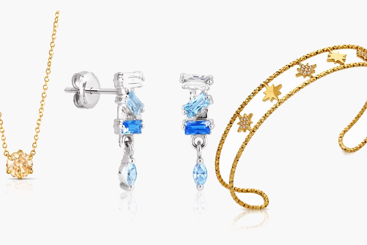 Dainty Stacked Stone Drop Earrings