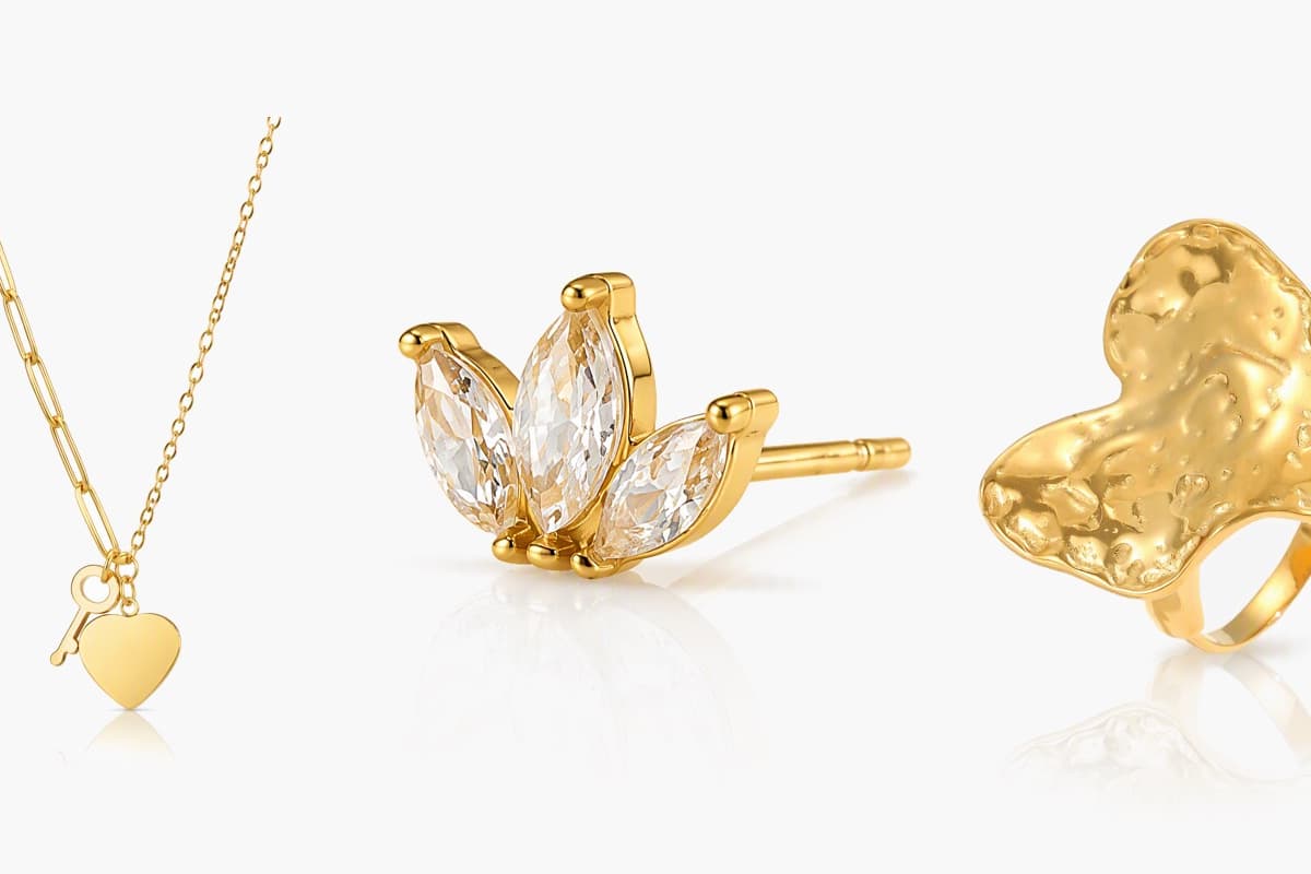 Dainty Floral & Heart Stud Earrings