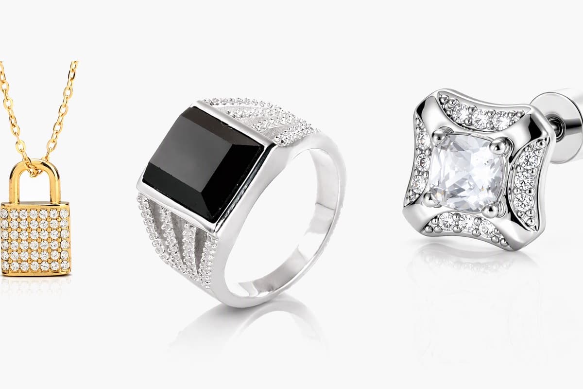 Square Gem Stud Earrings