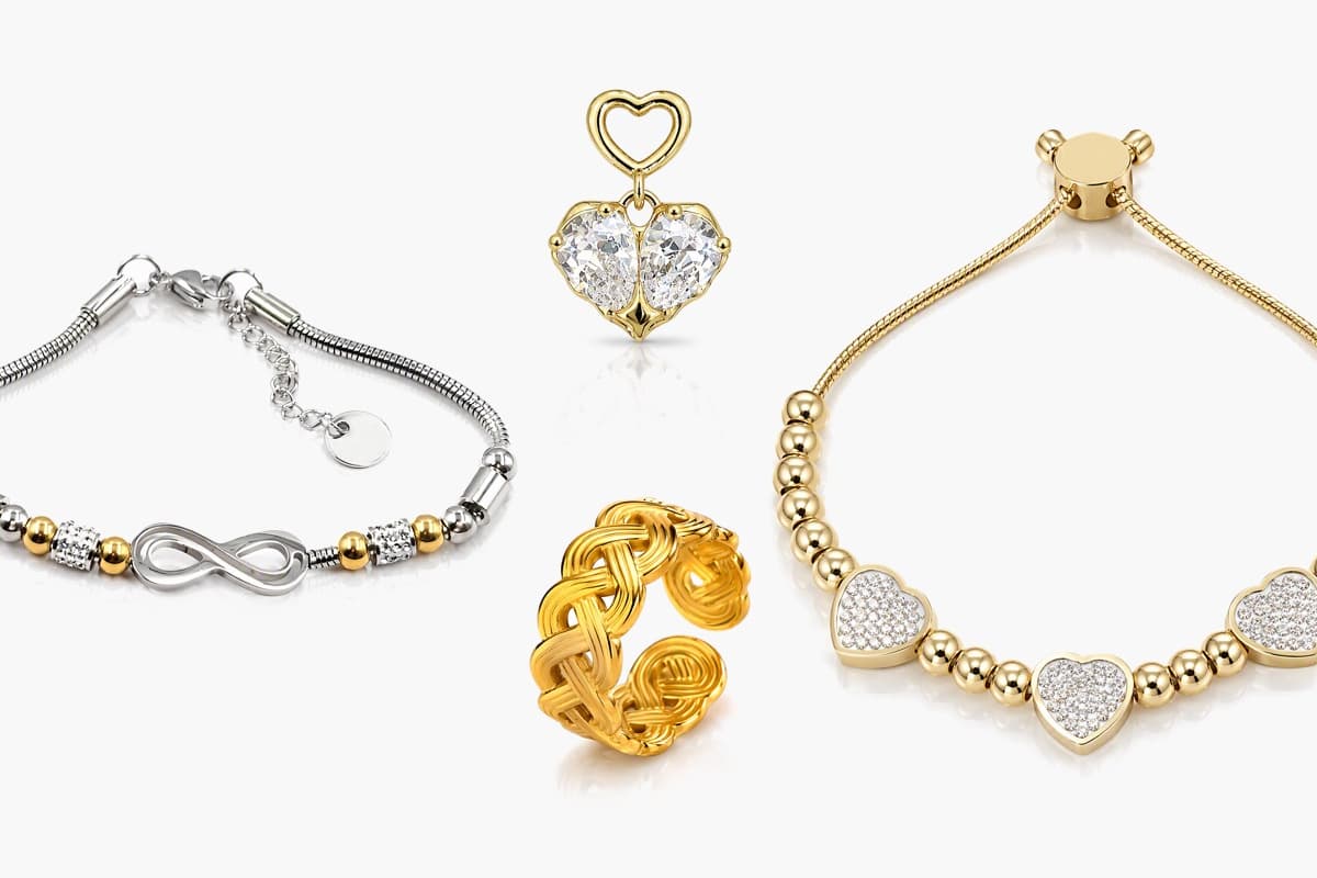 Double Heart Drop Earrings