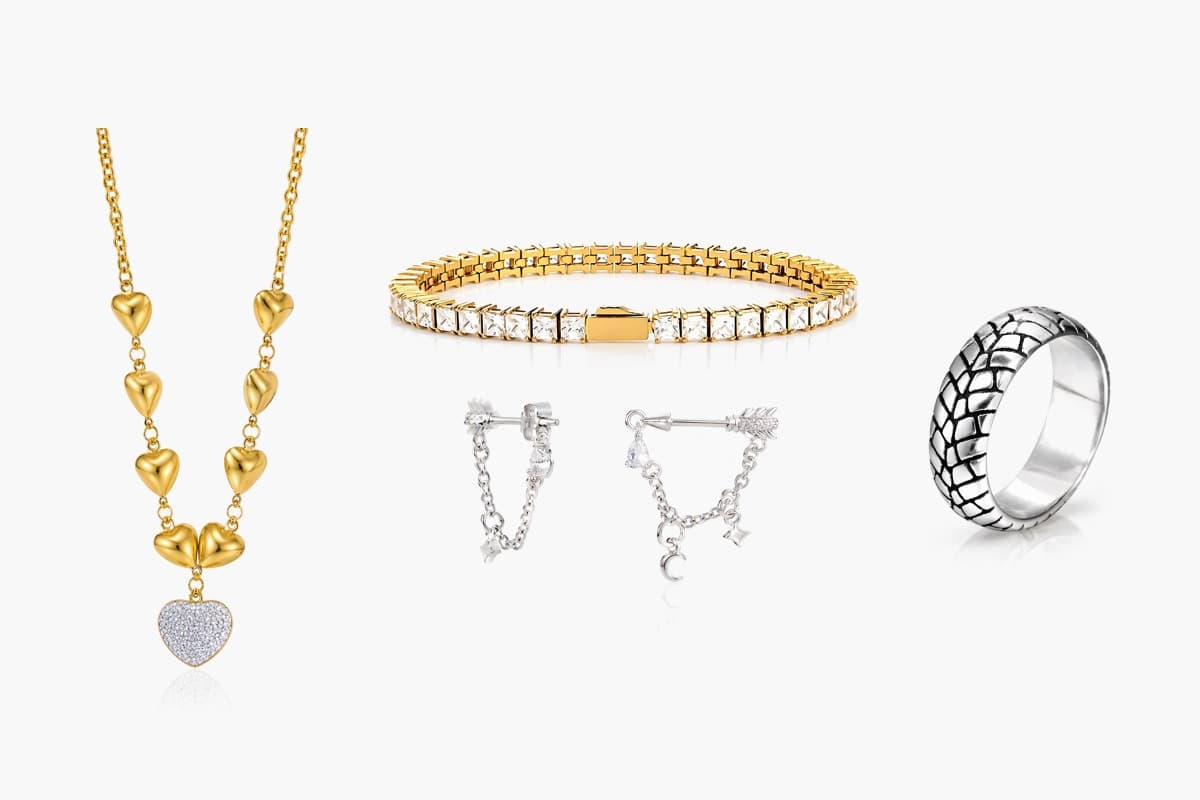 Dainty Arrow Moon Star Chain Earring