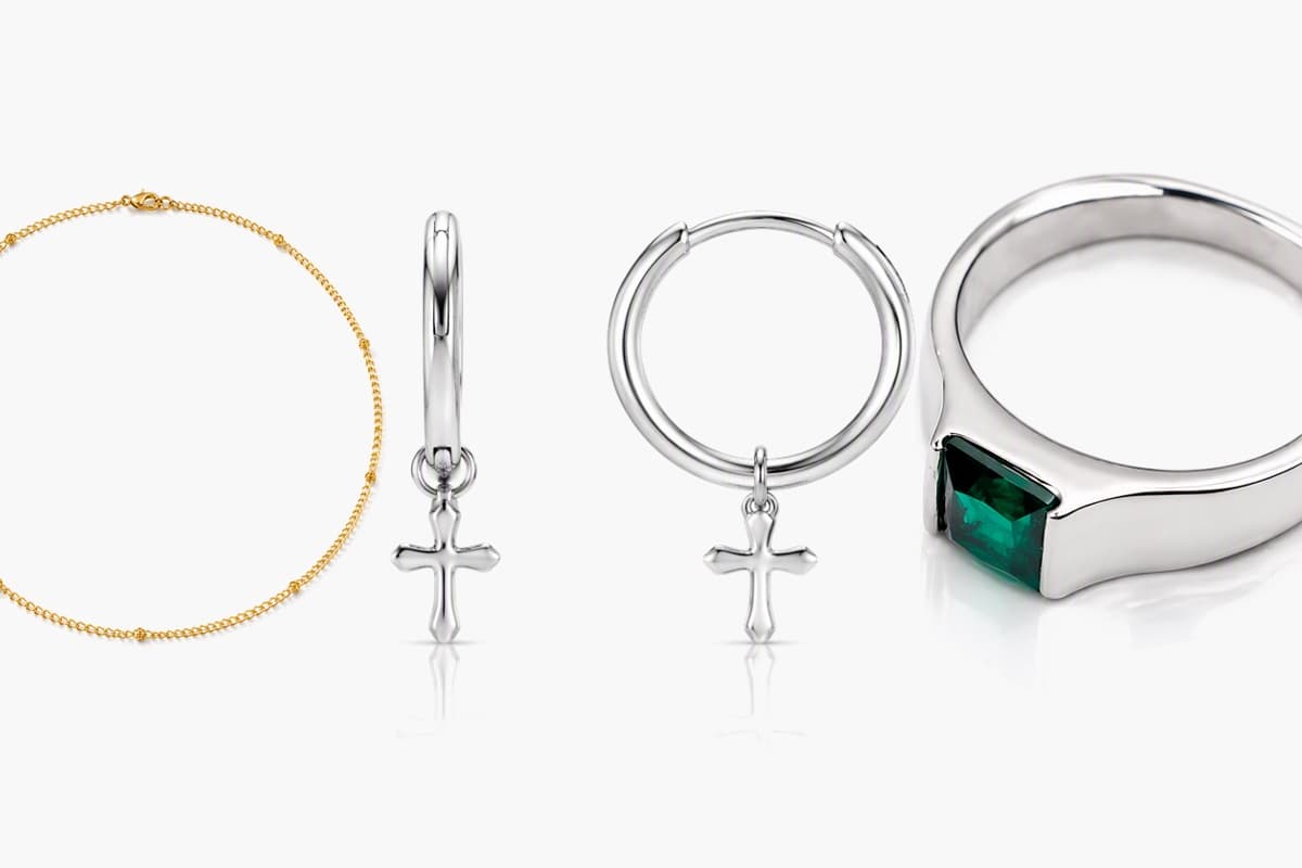Dainty Cross Charm Huggie Earrings