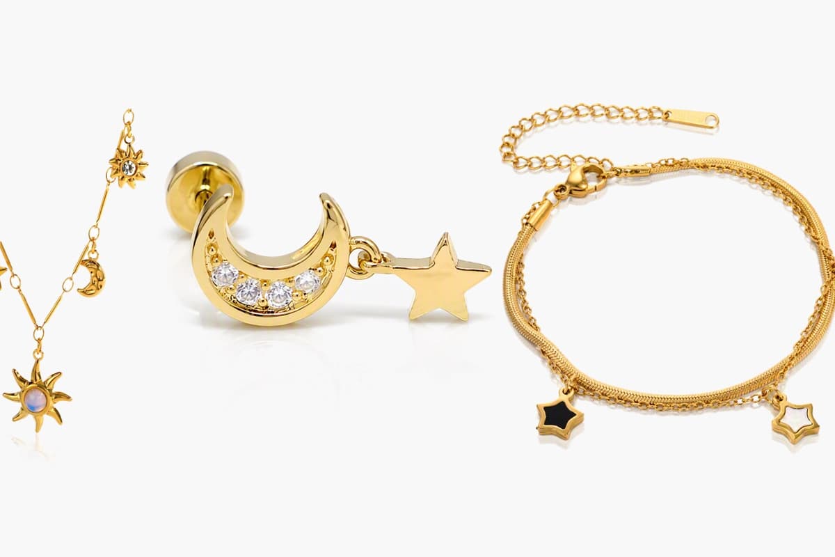 Trendy Sun Moon Star Charm Necklace