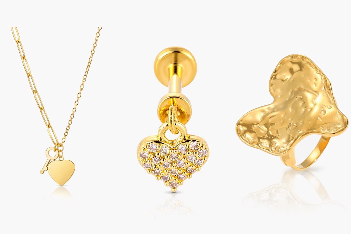 Dainty Heart And Key Charm Necklace