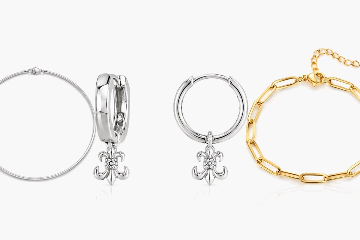 Fleur-De-Lis Charm Hoop Earrings