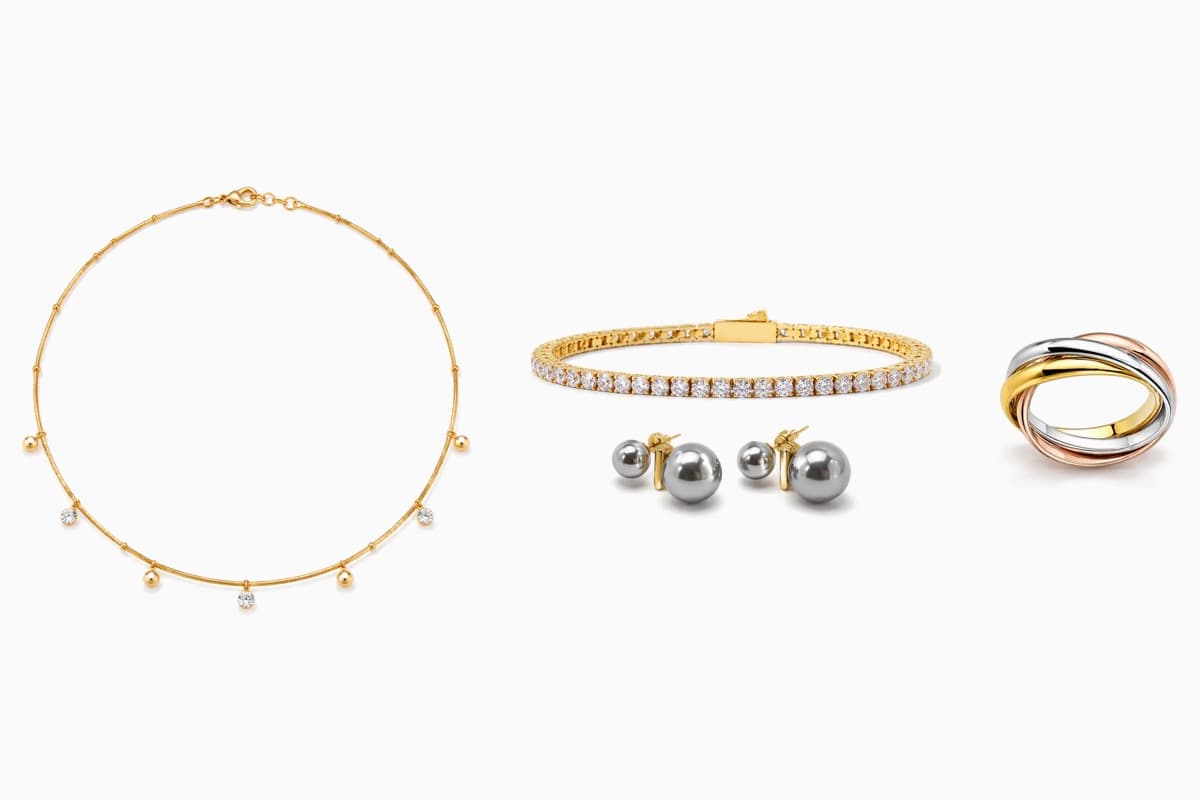 Double Stone Stud Earrings