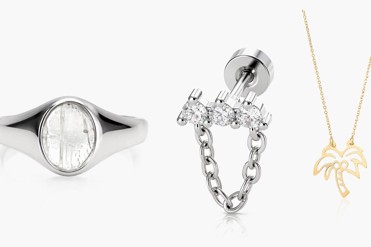 Dainty Heart Chain Stud Earrings