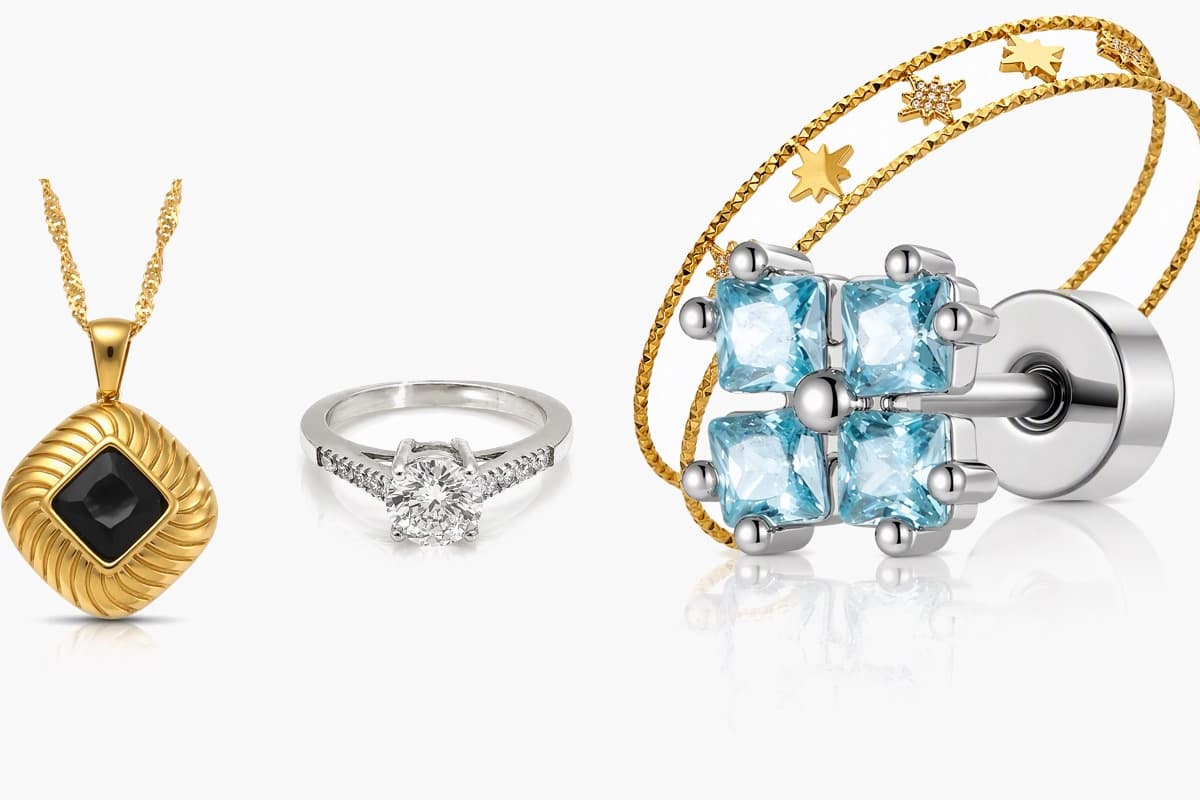 Four-Stone Cluster Stud Earrings