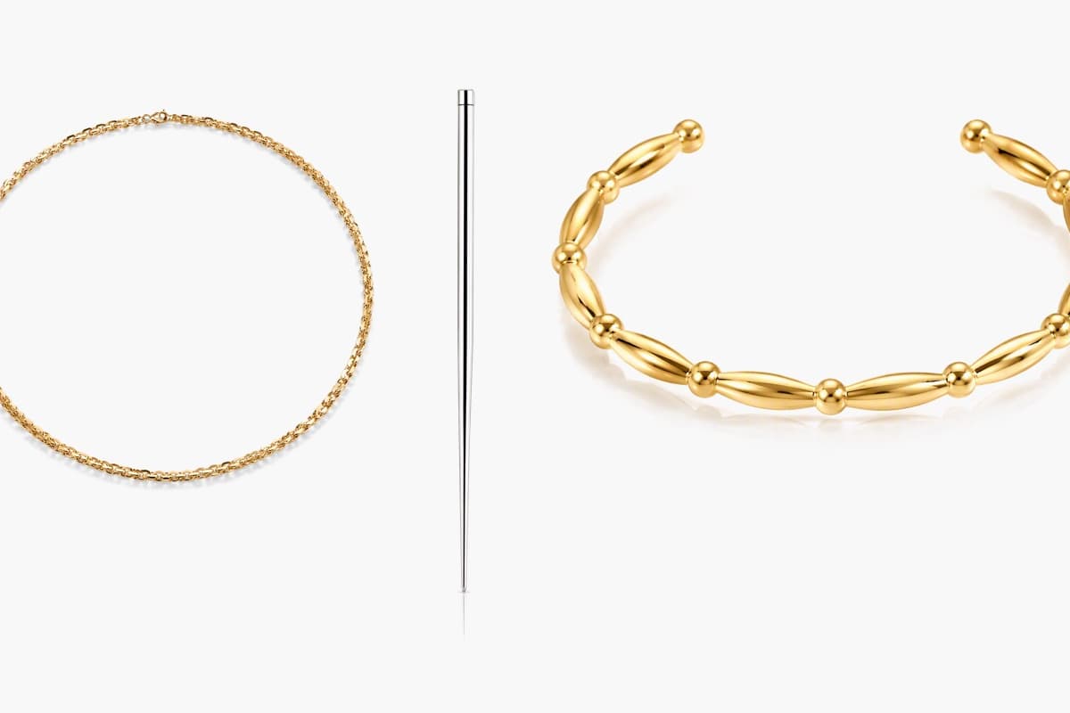Dainty Beaded Link Open Cuff Bracelet