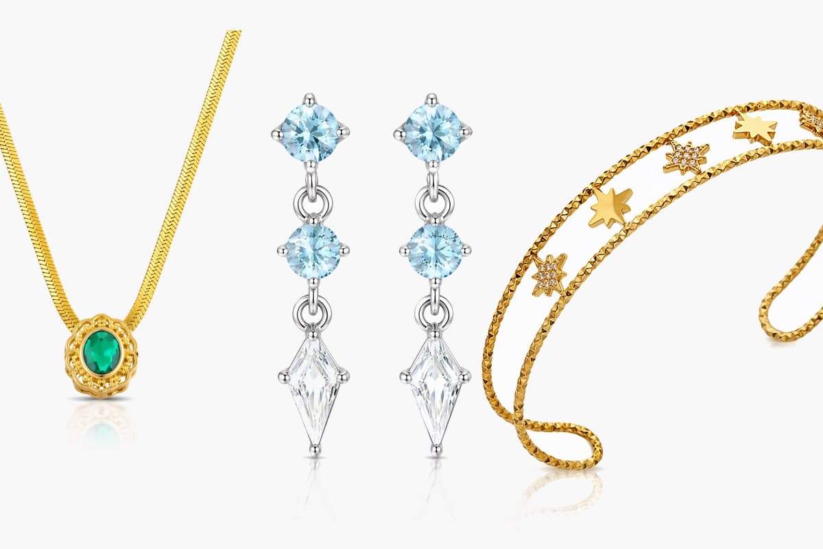 Dainty Three-Stone Drop Earrings